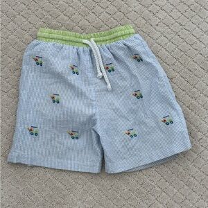Anavini Seersucker Swim Trunks with Golf Cart Design